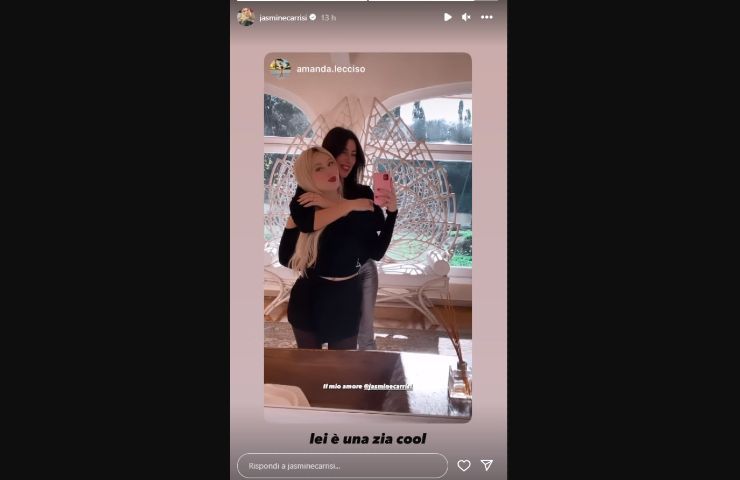 Jasmine Carrisi innamorata della zia: il dolce post su IG