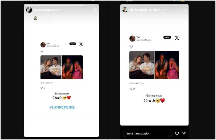 Lorenzo Tano e Lucrezia e le loro storie IG