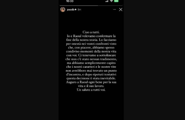 Il post di Paola di Benedetto su IG