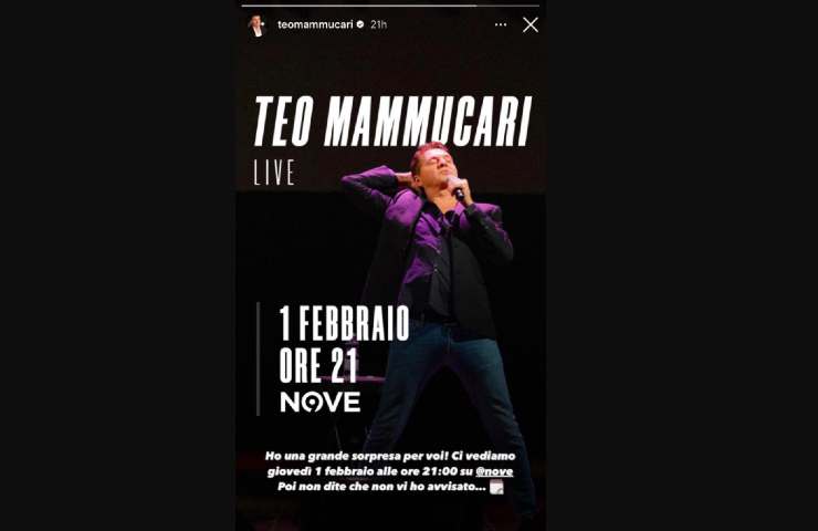 Teo Mammucari e il post su IG