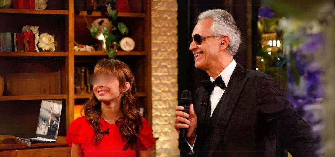 Andrea Bocelli e Virgina (fonte RaiPlay) figlia