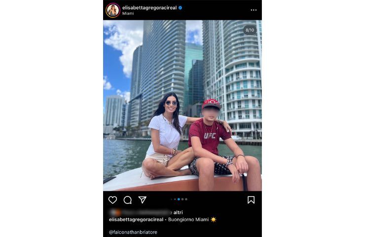 Elisabetta Gregoraci (foto Instagram) Miami con il figlio 