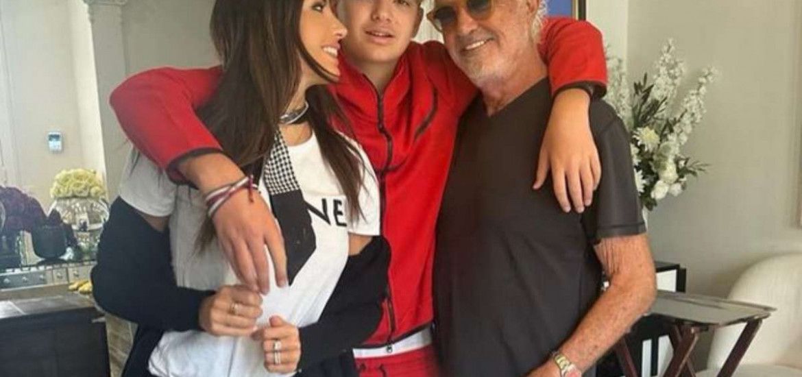 Elisabetta Gregoraci e Flavio Briatore con Nathan Falco.