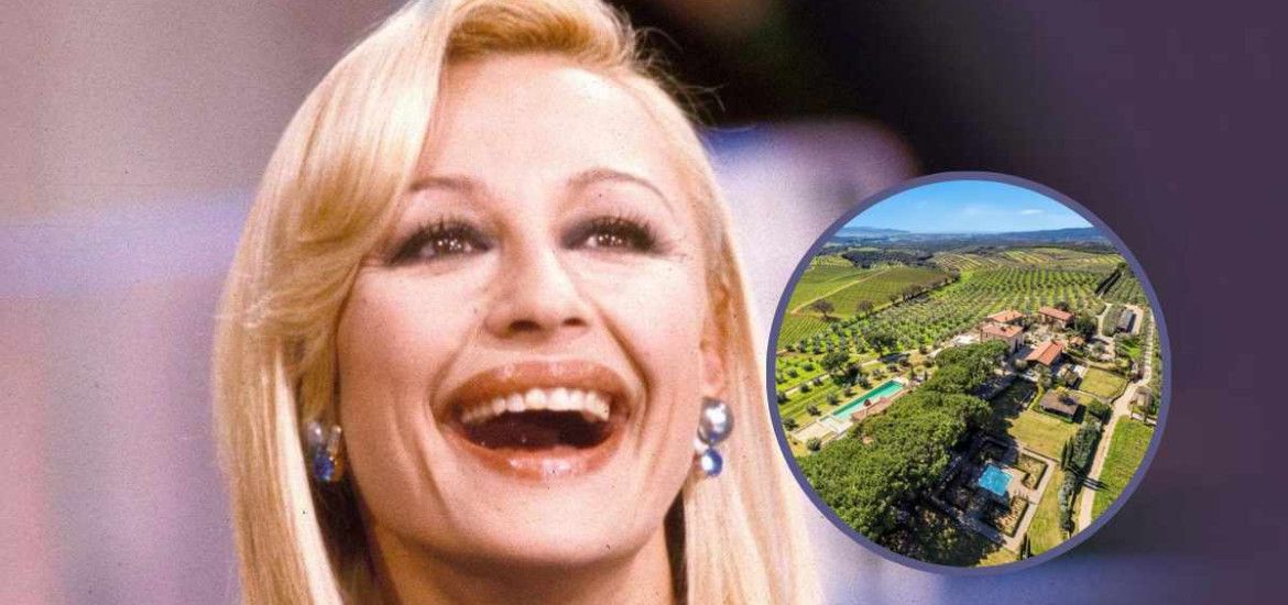 Raffaella Carrà. Nel cerchio: la villa dell'Argentario messa in vendita.