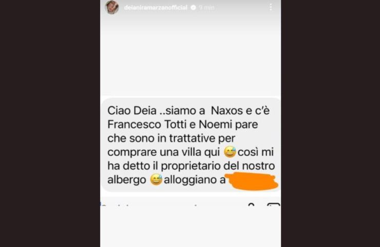 Storia IG di Deianira Marzano su Totti e Noemi Bocchi.