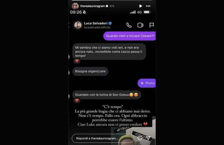 L'ultima chat di Aurora Ramazzotti con Luca Salvadori.