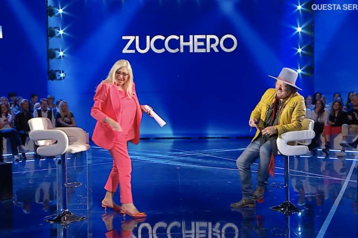 Mara Venier con Zucchero a Domenica In.